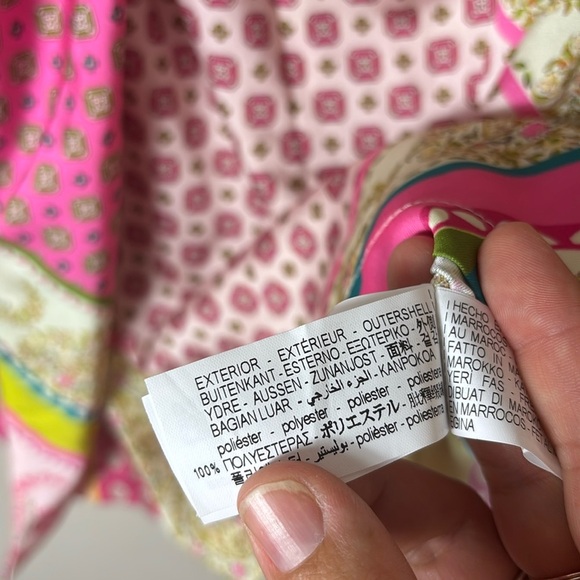 Zara Printed V-Neck Mini Dress Tie  Pink Green size M - Picture 6 of 12